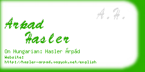 arpad hasler business card